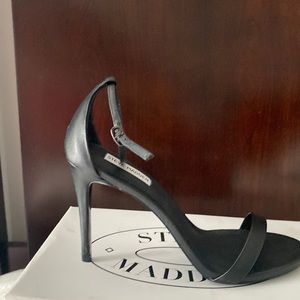 Stecy shoe by Steve Madden . Beautiful black open toe 3.9 inch heel .brand new